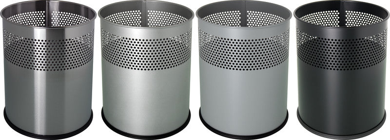 Helit Papierkorb the dot – 15 l – Stahl, grau – Ø 255 × H 321 mm