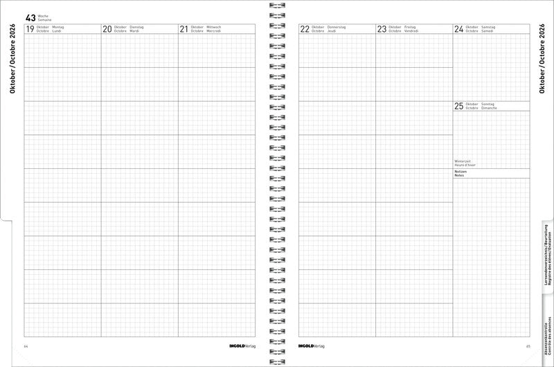 Ingold verlag Edition Spiral Flex Tagebuch für Lehrpersonen – Spiralbindung, 23 × 30,5 cm, 2027, Gelb, FSC