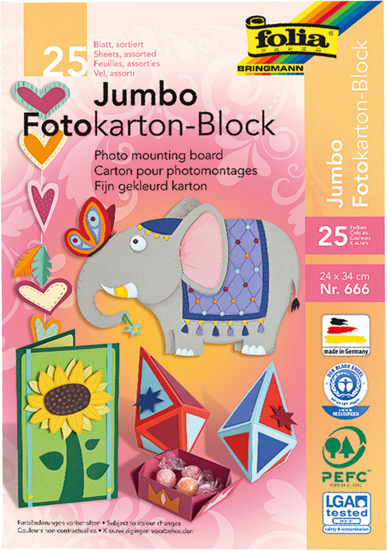 Folia Fotokartonblock – 240 × 340 mm – 300 g/m² – sortiert – 25 Blatt