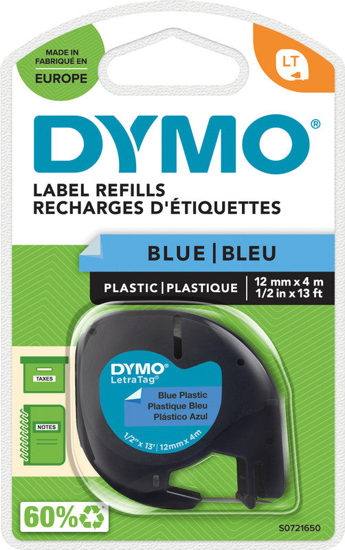 DYMO Schriftband – 12 mm × 4 m, blau, schwarz