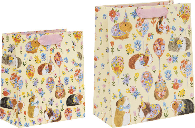 Glick Geschenktasche 'Guinea Pig Party' – 20 × 10 × 22,5 cm, Papier, mit Satinband