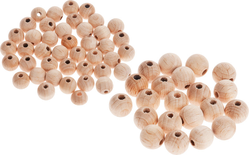 Noname Holzperlen – Ø 15 mm, Loch-Ø 3–4 mm, natur, 20 Stk.