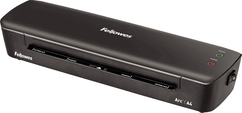 Fellowes Arc Laminiergerät A4 – Heisslaminator, bis 80 µm, 2 Rollen, 300 mm/min, schwarz