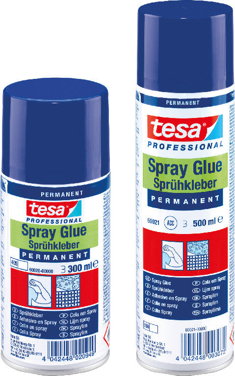 TESA Sprühkleber – permanent, transparent, tropffrei, 300 ml, für Papier, Karton, Filz und mehr