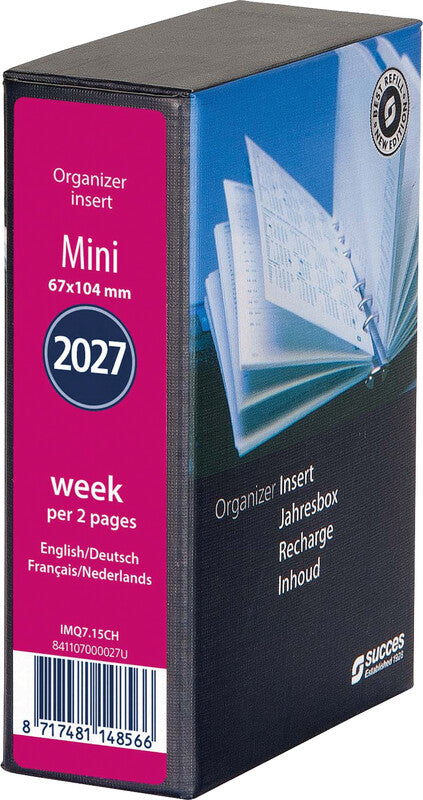Succes Kalender-Einlage – 1 Woche/2 Seiten, 5-fach, 6,7 × 10,4 cm, 2026
