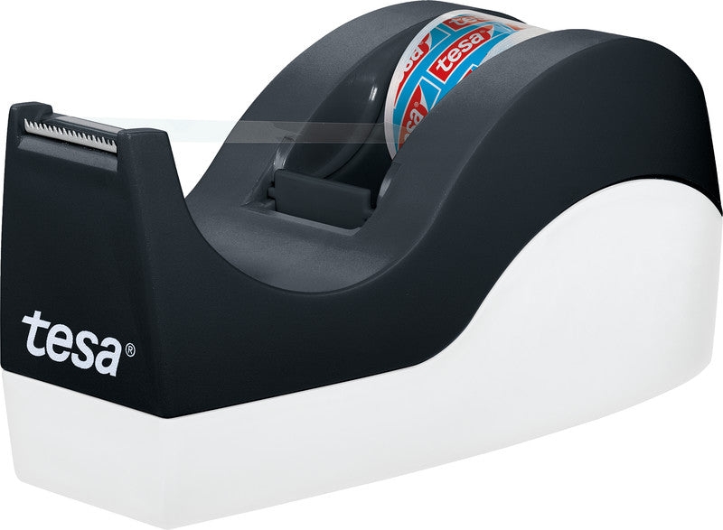 tesa Tischabroller Easy Cut – für Rollenbreite bis 19 mm, für Bandlänge bis 33 m, Metallmesser, rutschfest