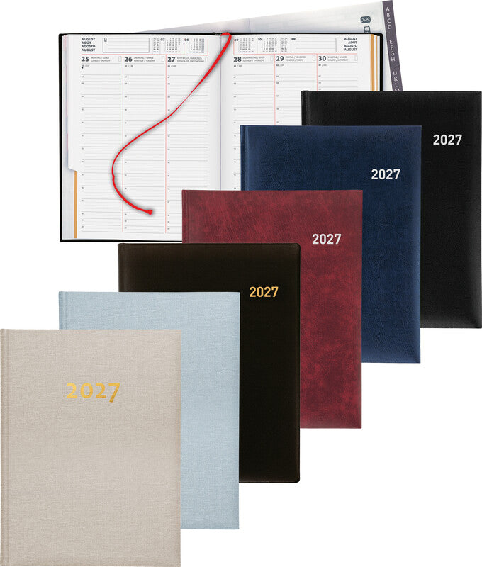 Biella Orario Agenda – 1 Woche/2 Seiten, gebunden, 17,8 × 23,5 cm, 2026, schwarz, FSC
