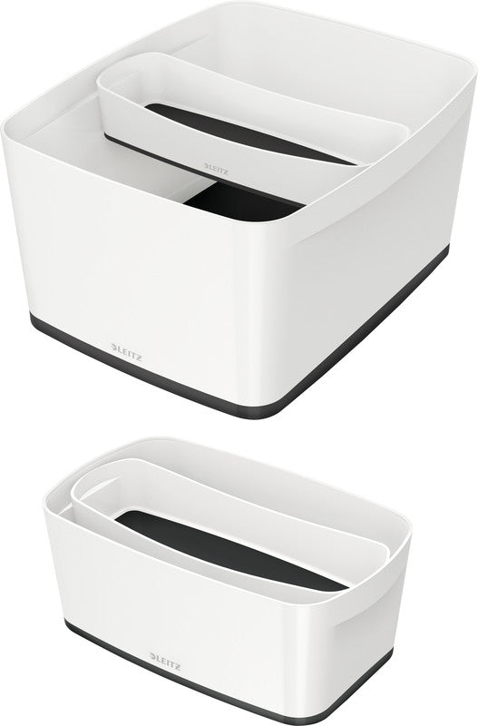Leitz Aufbewahrungsschale MyBox – ABS-Kunststoff, Weiss/Schwarz, 30,7 × 5,5 × 10,5 cm – 1er-Pack