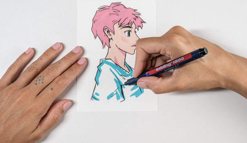 Edding Kreativset Acrylic Marker Manga – 1 Faserzeichner, 4 Acrylic Marker