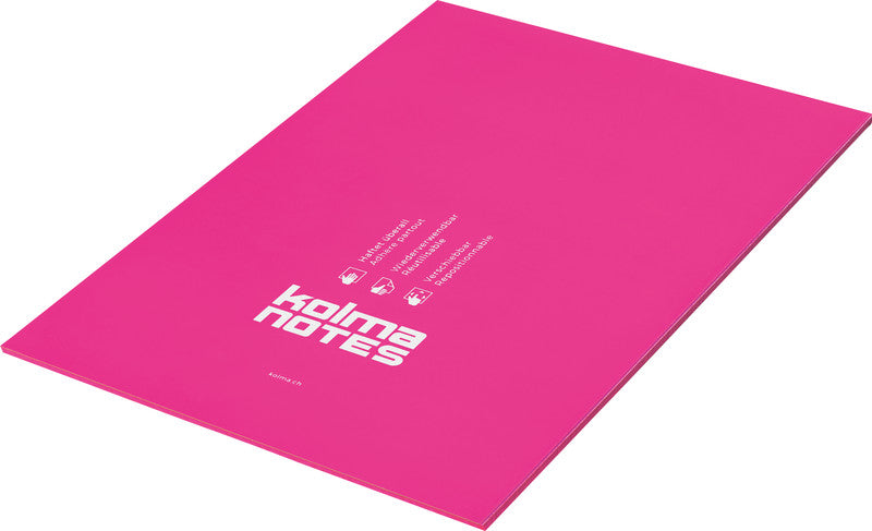 Kolma Haftnotizen – 210×297 mm – Neonpink, 50 Blatt, elektrostatisch, Kunststoff, recyclingfähig