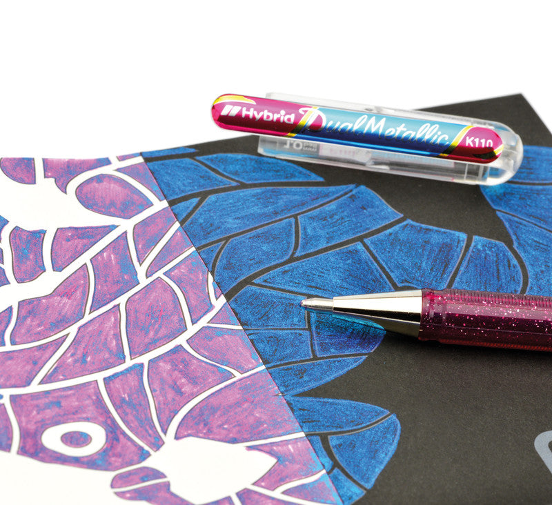 Pentel Gelschreiber 8er Etui – 8 Farben, 1 mm, für dunkles Papier, Kappe