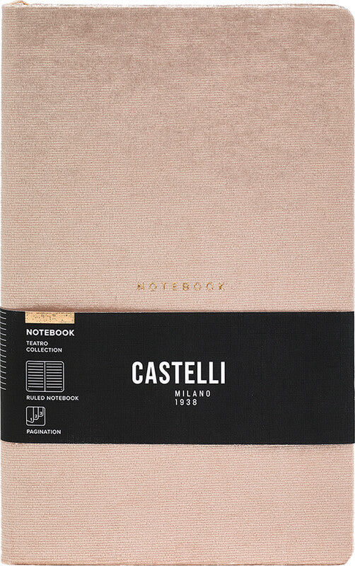 Castelli Teatro Notizbuch – A5 – Liniert – 192 Seiten – 80 g/m² – Gebunden, Gummiband, Stiftschlaufe, Creme