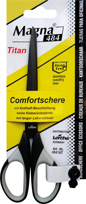 Lerche Universalschere – titanbeschichtet, für Rechtshänder, spitz, Softgrip, Kunststoffgriffe, grau