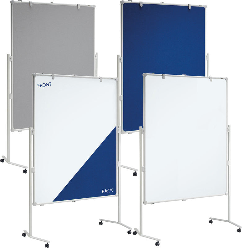 MAUL Pinnwand – Filz, magnetisch, Alurahmen – 120 × 150 cm, weiss/blau