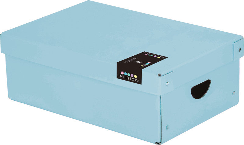 Pastelini Archivschachtel A4 – mit Deckel, mit Griffloch, 240 × 90 × 355 mm, Blau, Karton