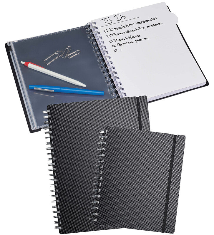 Kolma Collegeblock A5, kariert, Spiralbindung, 120 Blatt, 2-fach gelocht, perforiert, 80 g/m² – schwarz