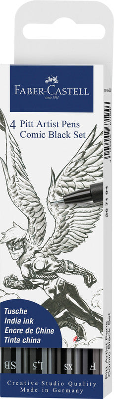 Faber-Castell Filzstifte, Strichbreite 0,1 mm, 0,5 mm, 1,5 mm, wasserfest, 4 Stk.