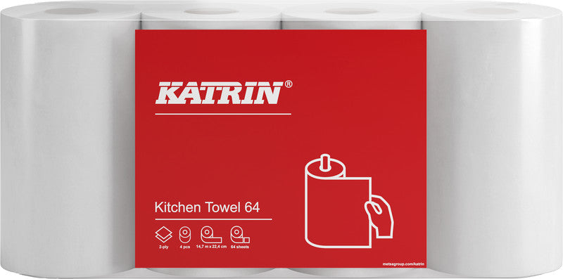 Katrin Haushaltspapier, 2-lagig, weiss, 23 × 22,4 cm, 4 Stk., eco:plus