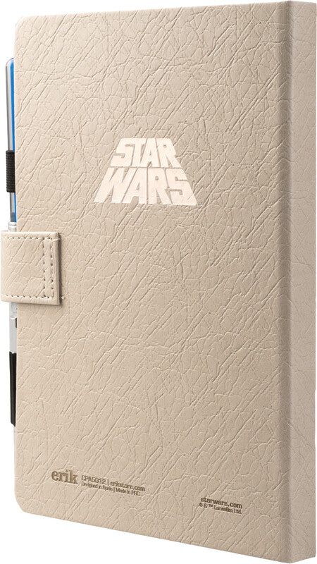 Star Wars Notizbuch – A5 – blanko – Fadenheftung, Stiftschlaufe, Einstecktasche, beige