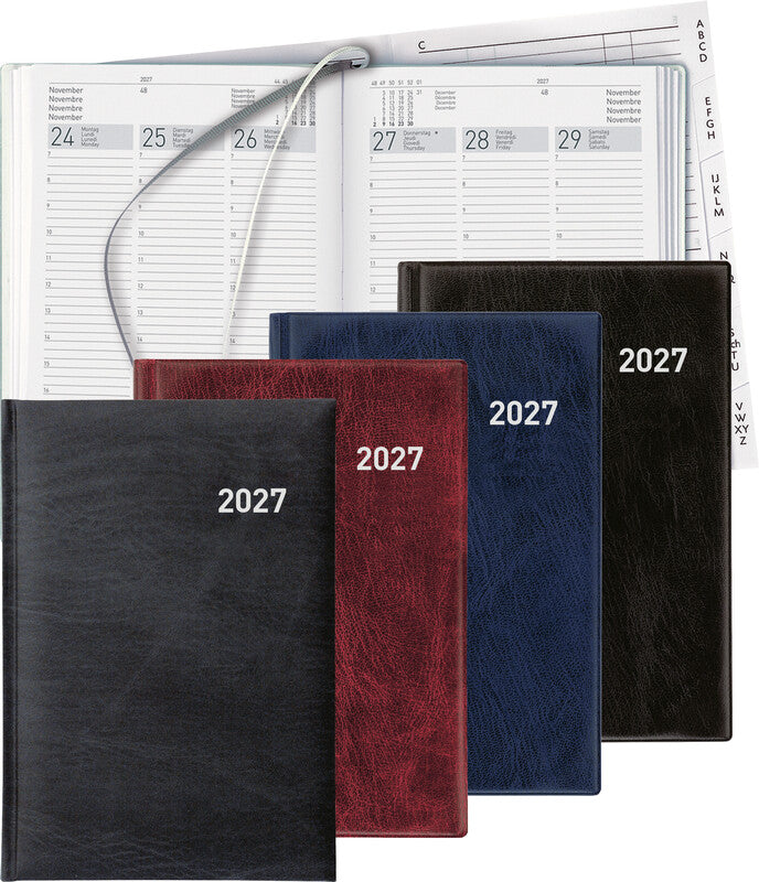 Biella Terminia Agenda – 1 Woche/2 Seiten, gebunden, 14,5 × 20,5 cm, 2026, Dunkelblau, FSC