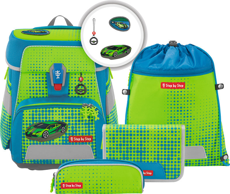 Step by Step Schulrucksack-Set – 5-teilig – Race Car Chuck