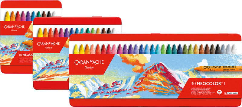 Caran d-Ache Caran d'Ache Neocolor I Ölbasierte Farbstifte-Set – 10 Farben, Mine Ø 8,6 mm, Metallschachtel