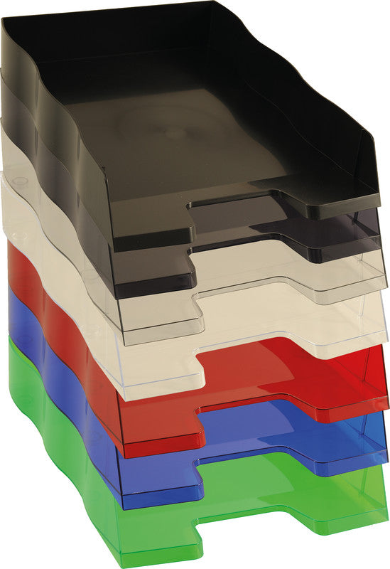 Styro Briefkorb – mit Beschriftungsfeld, glänzend, rauchtransparent, B 255 × H 62 × T 355 mm