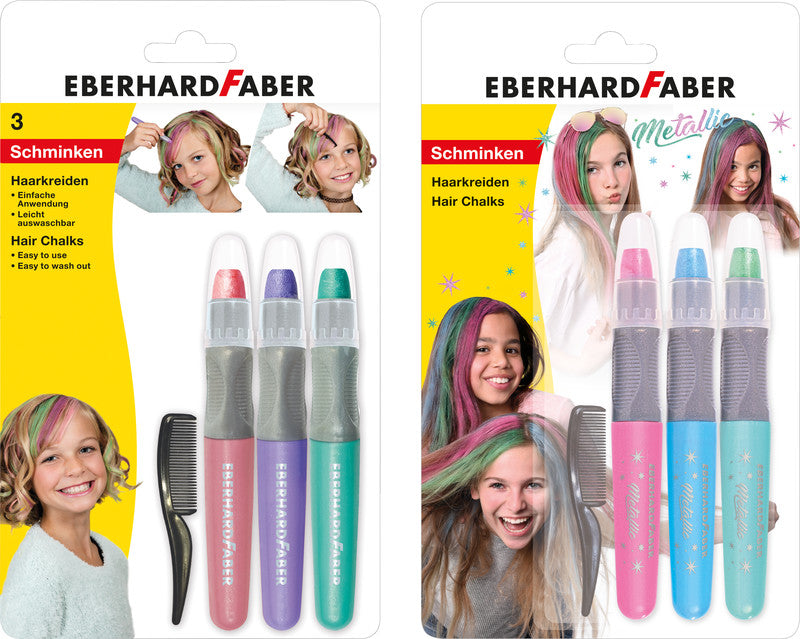 Eberhard Faber Haarkreiden – 4-teilig, sortiert, metallic, deckend, wasserlöslich