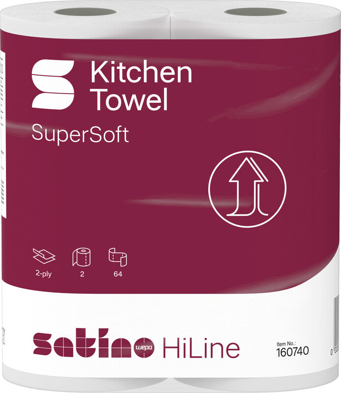 Satino hiline Haushaltspapier – 2-lagig – 23 × 22 cm – 64 Blatt – Weiss – 2 Rollen