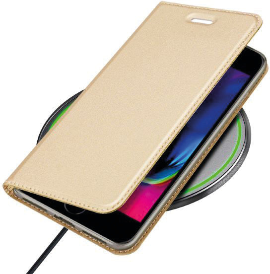 Dux Ducis Booklet-Hülle – für Apple iPhone SE (2020) – gold – Kunstleder – mit Kartenfach, Magnetverschluss