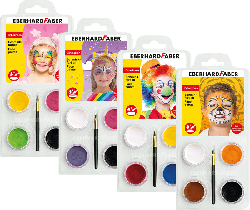 Eberhard Faber Schminkfarben-Set – 4 Farben, sortiert, mit Pinsel