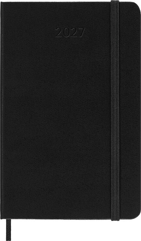 Moleskine Wochenagenda – 1 Woche/1 Seite, gebunden, 9 × 14 cm, Jan–Dez 2027, Englisch, Schwarz, FSC