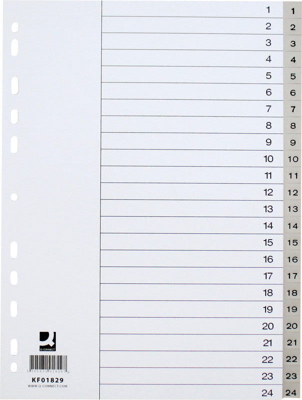 Connect Register – für A4, Kunststoff (PP), 1–24, 24-teilig, grau, 11-fach