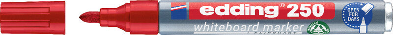 Edding Whiteboard-Marker 250 – Rundspitze 1,5-3 mm – Rot – Trocken abwischbar