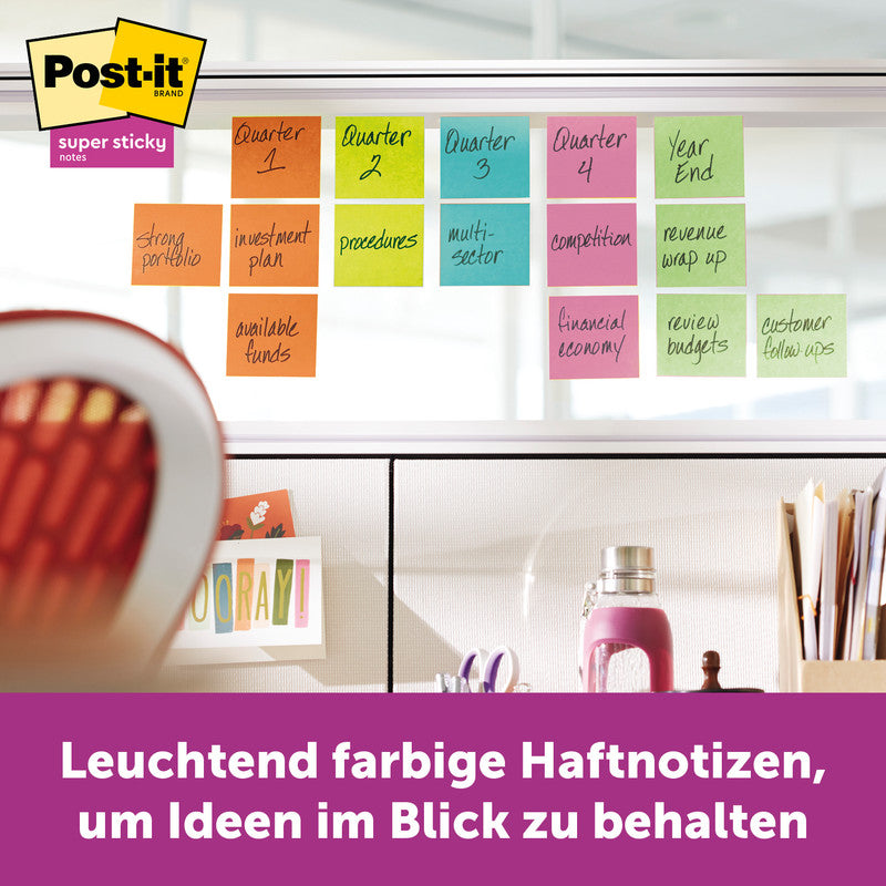 Post-it Super Sticky Haftnotizen – 76×76 mm – powerpink, 6×90 Blatt, PEFC