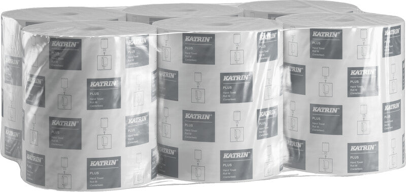 Katrin Handtuchrolle Plus M – 1-lagig, Recyclingfasermaterial, 205 mm × 300,15 m, für Katrin Inclusive Medium