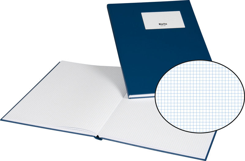 Biella Geschäftsbuch A4, 4 mm kariert, Fadenheftung, Karton, 120 Seiten, 100 g/m² – blau