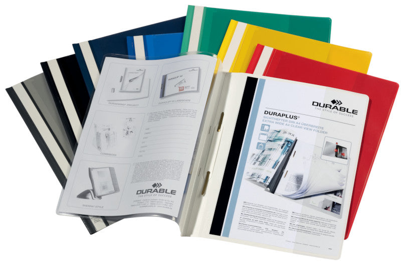 Durable Schnellhefter Duraplus – A4, PP, Blau, Beschriftungsfeld