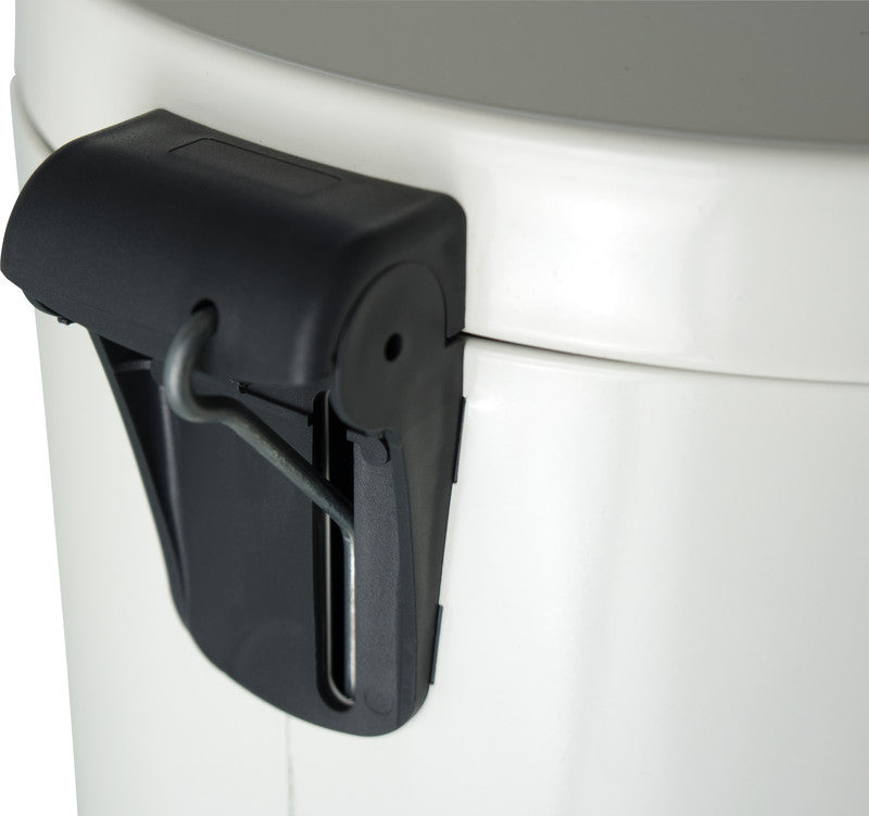 Helit Papierkorb – 30 l – Stahl, Weiss – Ø 300 × H 650 mm