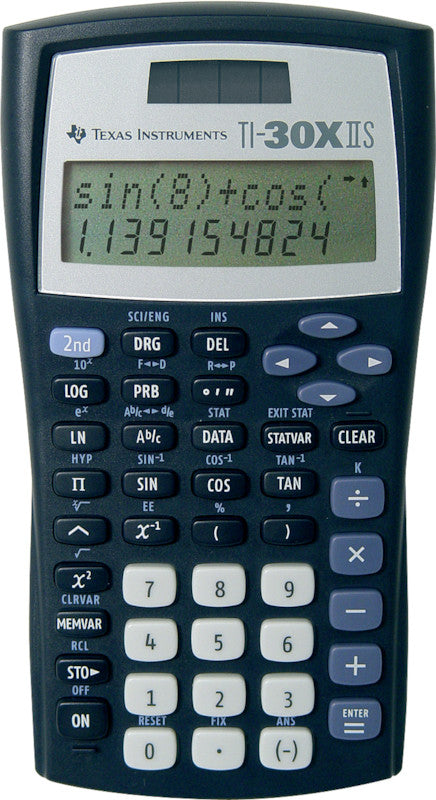 Texas Instruments Taschenrechner TI-30X II – 11-stellig, 2-zeiliges LCD, Solar + Batterie, schwarz, 82×156×21 mm