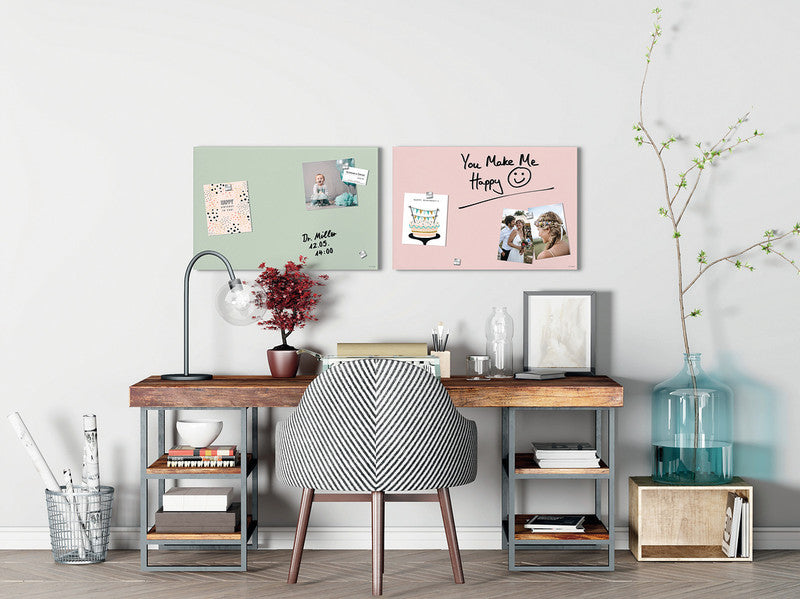 Sigel Whiteboard – 60 × 40 cm, Glas, magnetisch, Wandmontage, inkl. Magnetwürfel, Montagesatz