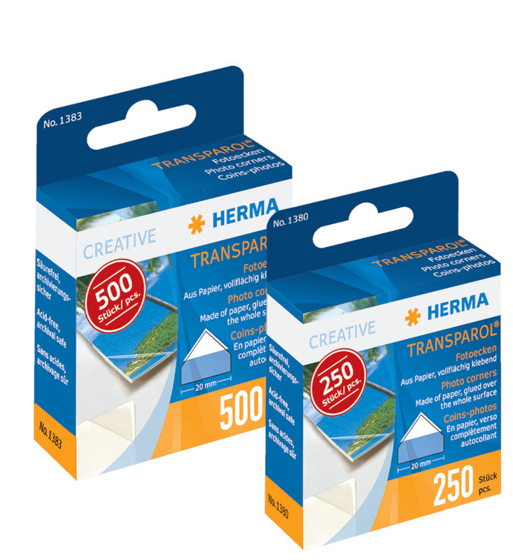 HERMA Transparol Fotoecken – wiederablösbar, transparent, selbstklebend, lösemittelfrei, 500 Stk., für Fotos