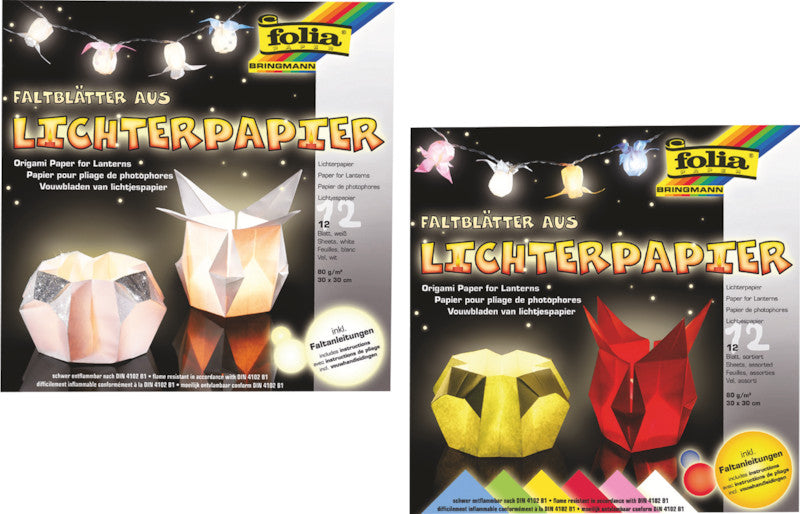Folia Faltblätter aus Lichterpapier – 300 × 300 mm – 80 g/m² – Weiss – 12 Blatt
