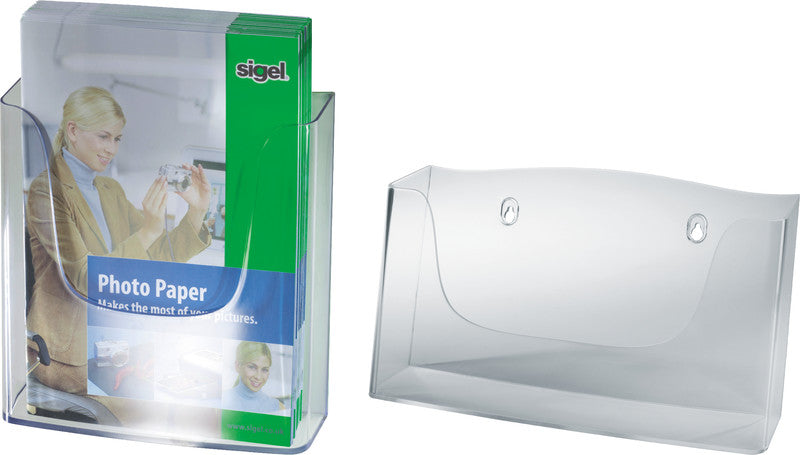 Sigel Wandprospekthalter – zum Anschrauben, Acryl, transparent, 240 × 250 mm – für A4-Dokumente