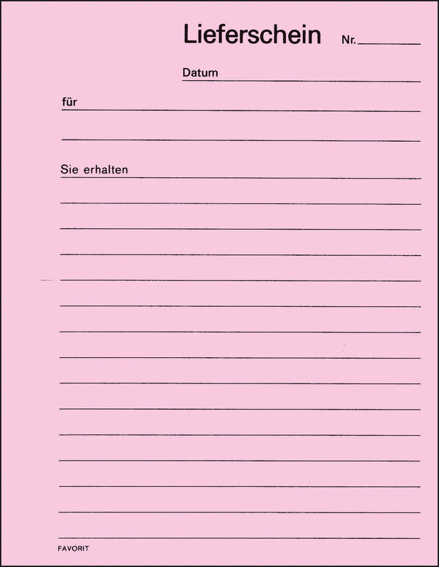 Favorit Formularblock – Lieferscheine, Deutsch, 50 Blatt, A6, selbstdurchschreibend