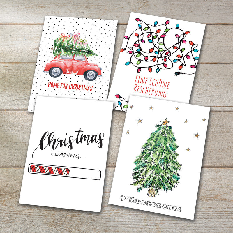 Sigel Grusskarte Weihnachten (Buntes Weihnachten) – A6 (105 × 148 mm), Text DE/EN, für Inkjet/Laser/Kopierer