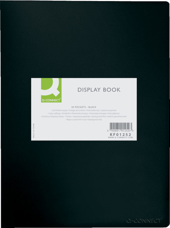 Q-CONNECT Sichtbuch A4 – 40 Hüllen, Schwarz, Kunststoff, 38 µm