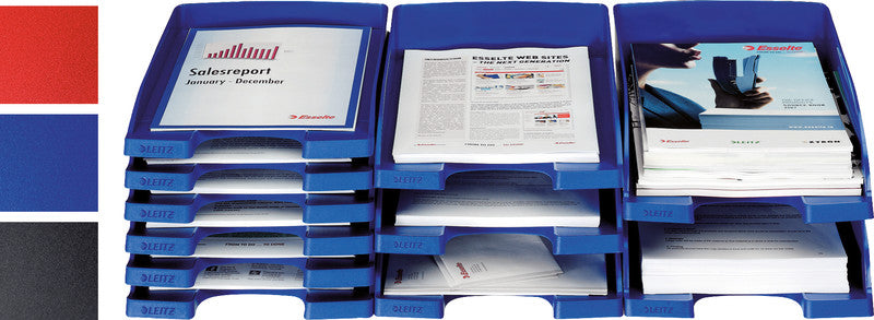 Leitz Stapelbarer Briefkorb mit Griffausschnitt, Beschriftungsfeld, matt, rot, B 255 × H 103 × T 357 mm