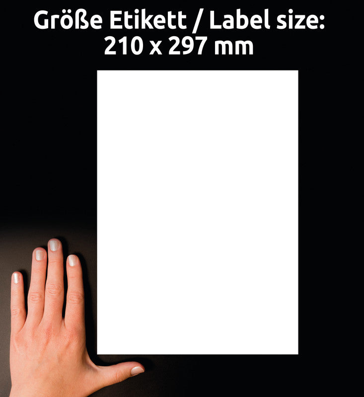 Avery Haftetiketten, 210 mm × 297 mm, naturweiss, Altpapier, permanent, 10 Blatt