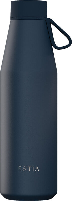Estia Flow Isolierflasche 500 ml – Doppelwandig 12 h Heiss / 24 h Kalt, Edelstahl, Schraubdeckel, Indigo